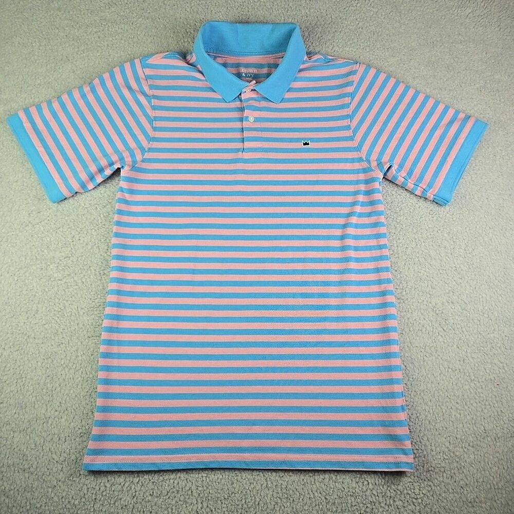 Crown & Ivy Youth Polo Shirt Kids Size XL Blue and Pink